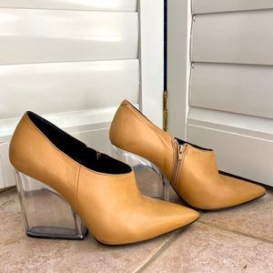 Leather heels made in Italy clear heel